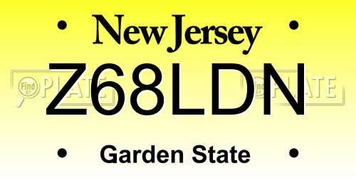 Z68LDN New Jersey License Plate