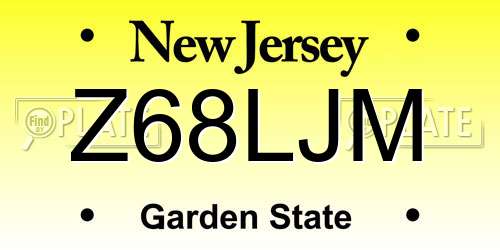 Z68LJM New Jersey License Plate