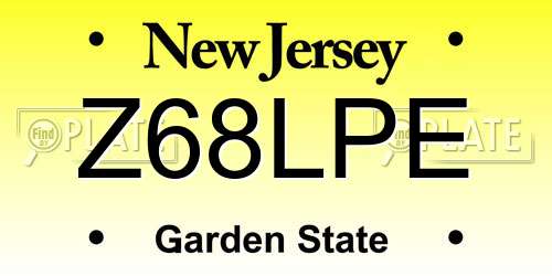 Z68LPE New Jersey License Plate