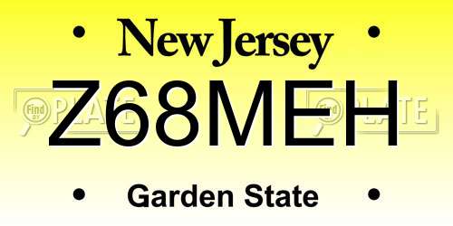 Z68MEH New Jersey License Plate