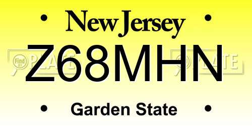 Z68MHN New Jersey License Plate