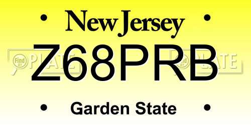 Z68PRB New Jersey License Plate