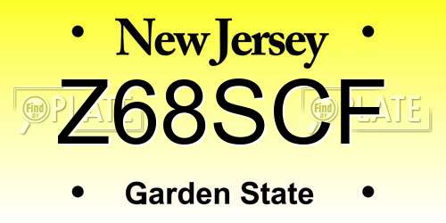 Z68SCF New Jersey License Plate