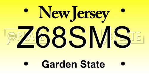 Z68SMS New Jersey License Plate