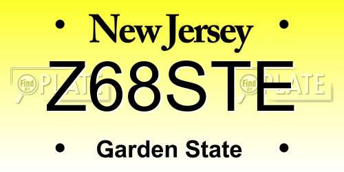 Z68STE New Jersey License Plate