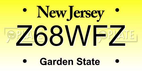 Z68WFZ New Jersey License Plate