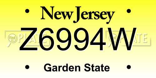 Z6994W New Jersey License Plate