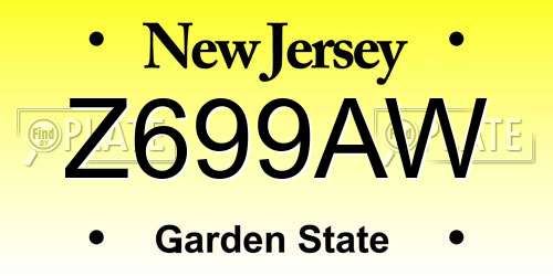 Z699AW New Jersey License Plate