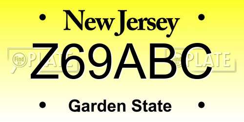 Z69ABC New Jersey License Plate