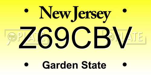 Z69CBV New Jersey License Plate