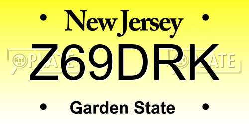 Z69DRK New Jersey License Plate