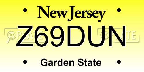 Z69DUN New Jersey License Plate