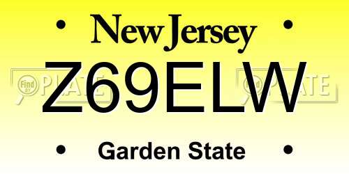 Z69ELW New Jersey License Plate