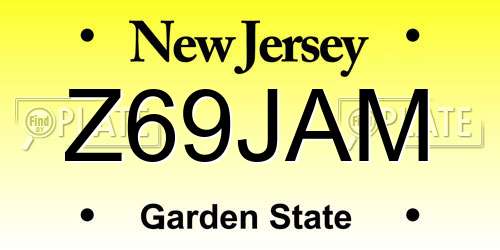 Z69JAM New Jersey License Plate