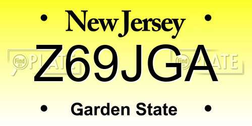 Z69JGA New Jersey License Plate