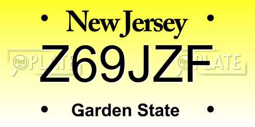 Z69JZF New Jersey License Plate