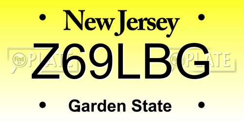 Z69LBG New Jersey License Plate