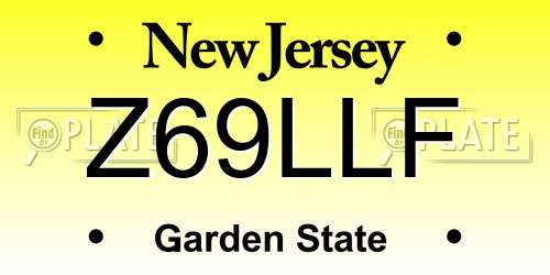 Z69LLF New Jersey License Plate