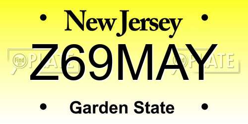 Z69MAY New Jersey License Plate