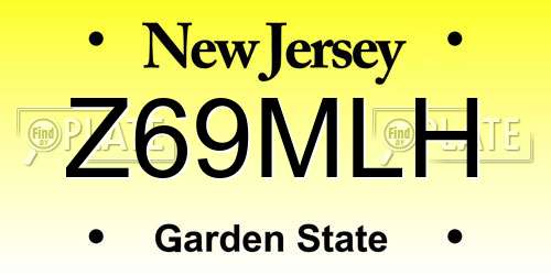 Z69MLH New Jersey License Plate