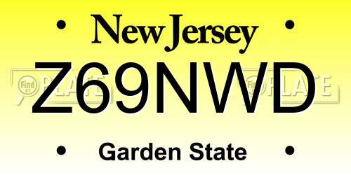 Z69NWD New Jersey License Plate