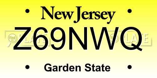 Z69NWQ New Jersey License Plate