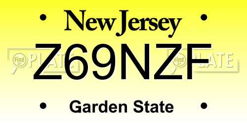 Z69NZF New Jersey License Plate