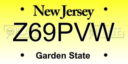 Z69PVW New Jersey License Plate