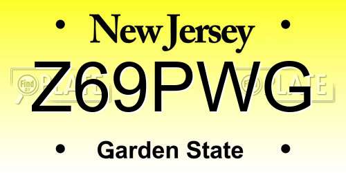 Z69PWG New Jersey License Plate