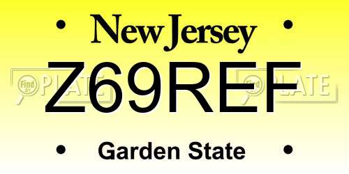 Z69REF New Jersey License Plate
