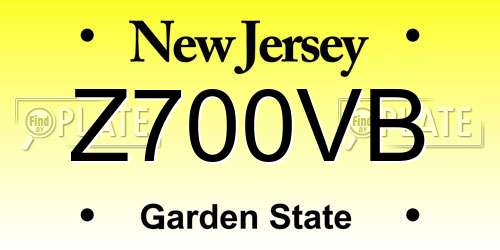 Z700VB New Jersey License Plate
