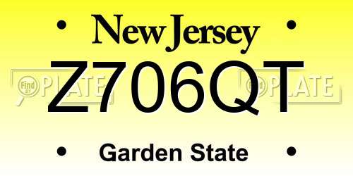 Z706QT New Jersey License Plate