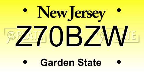 Z70BZW New Jersey License Plate