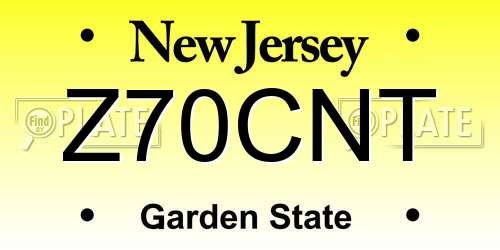 Z70CNT New Jersey License Plate