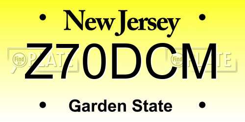 Z70DCM New Jersey License Plate