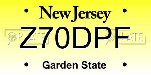 Z70DPF New Jersey License Plate
