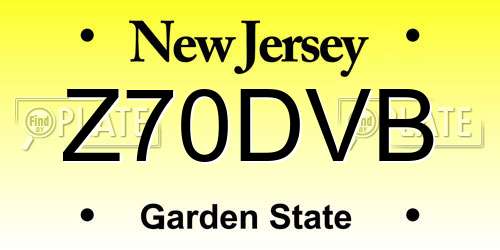 Z70DVB New Jersey License Plate