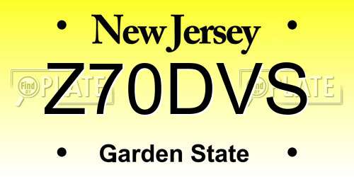 Z70DVS New Jersey License Plate