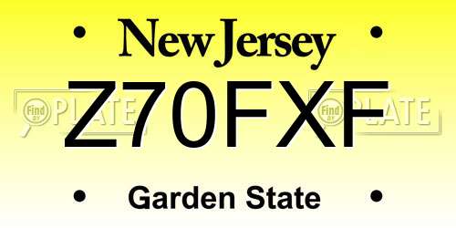 Z70FXF New Jersey License Plate