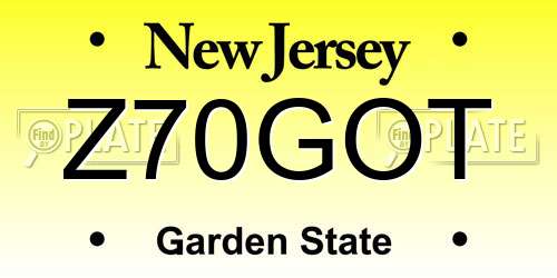 Z70GOT New Jersey License Plate
