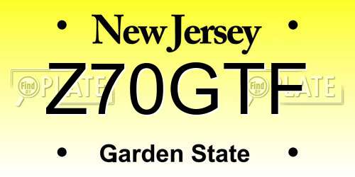 Z70GTF New Jersey License Plate