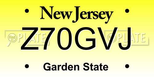 Z70GVJ New Jersey License Plate