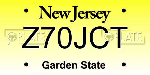 Z70JCT New Jersey License Plate