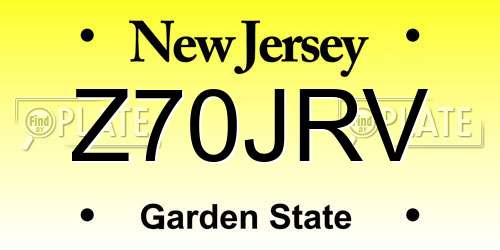 Z70JRV New Jersey License Plate