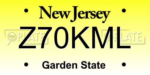 Z70KML New Jersey License Plate
