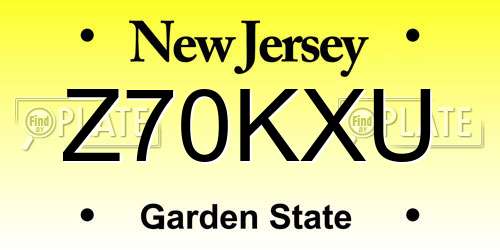 Z70KXU New Jersey License Plate