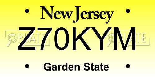 Z70KYM New Jersey License Plate