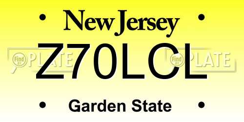 Z70LCL New Jersey License Plate