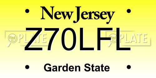 Z70LFL New Jersey License Plate