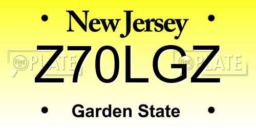 Z70LGZ New Jersey License Plate